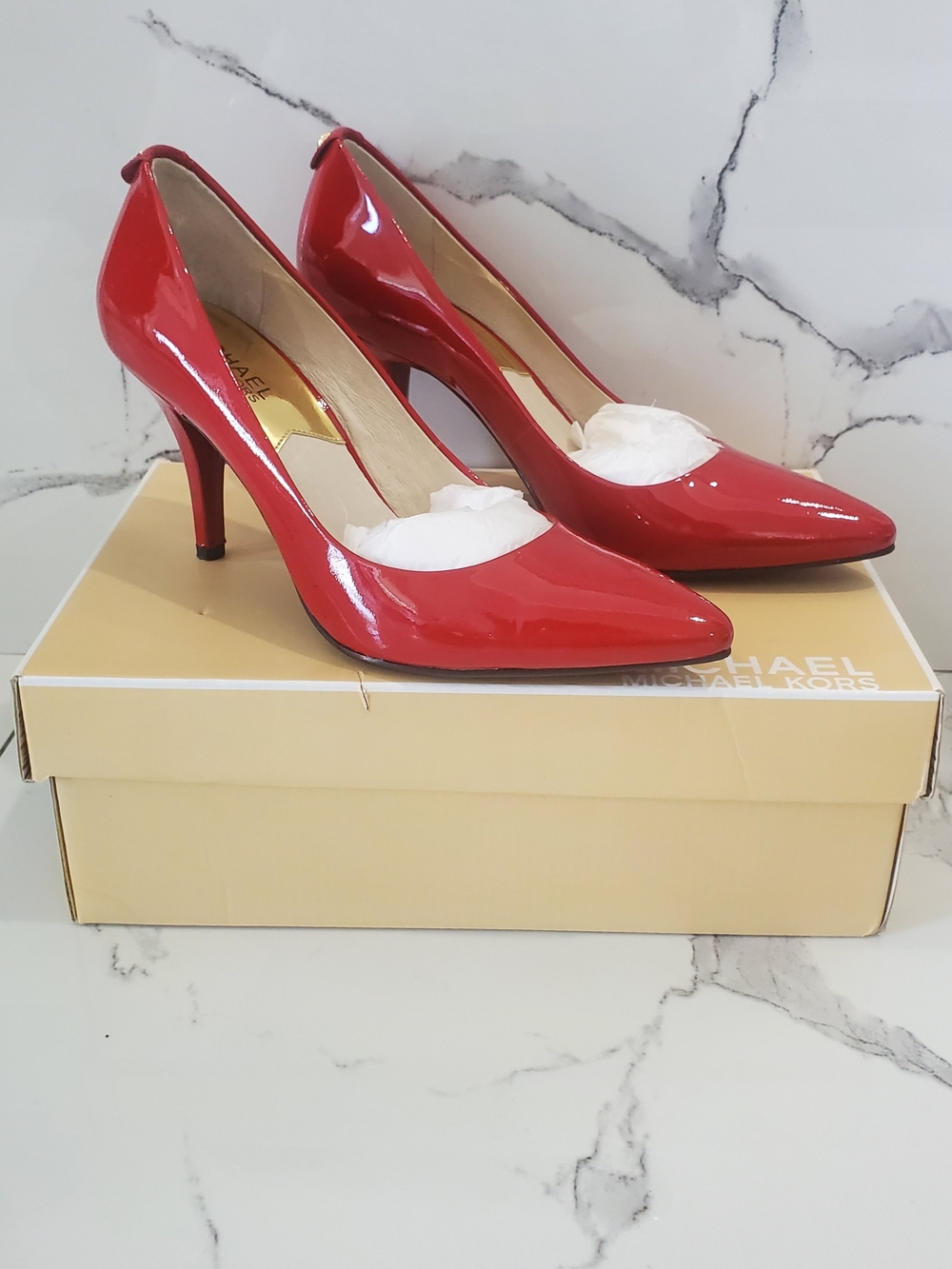 Michael Kors Bright Red Patent Pointed-Toe Pumps